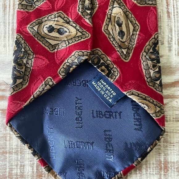 Liberty of London Red and Gold Medallion Tie - Picture 4 of 6